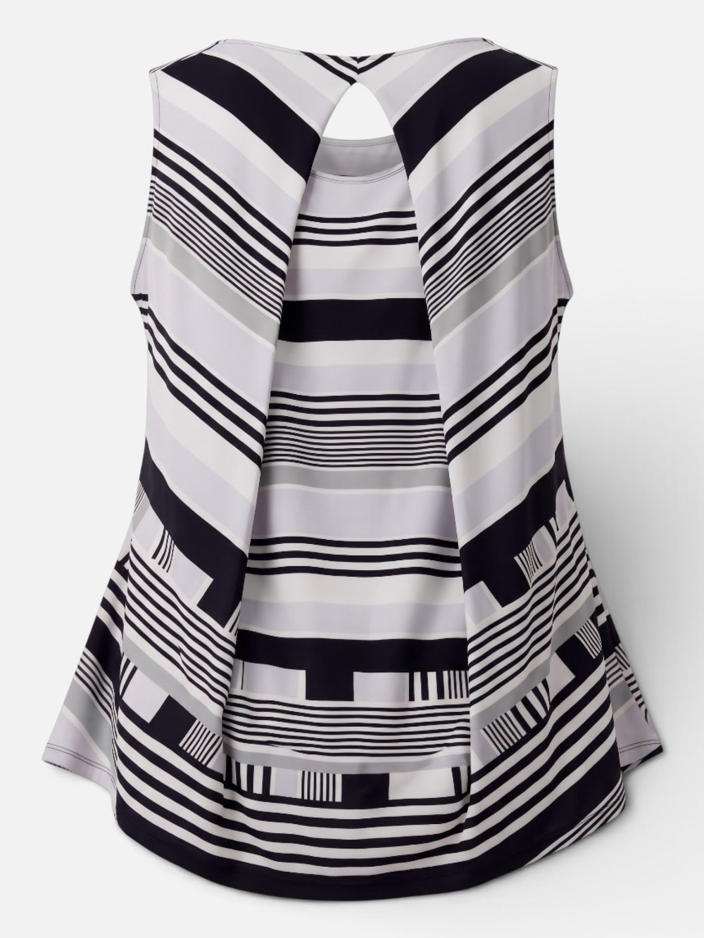 Rose & Olive Striped Open-Back Sleeveless Top in Black & White